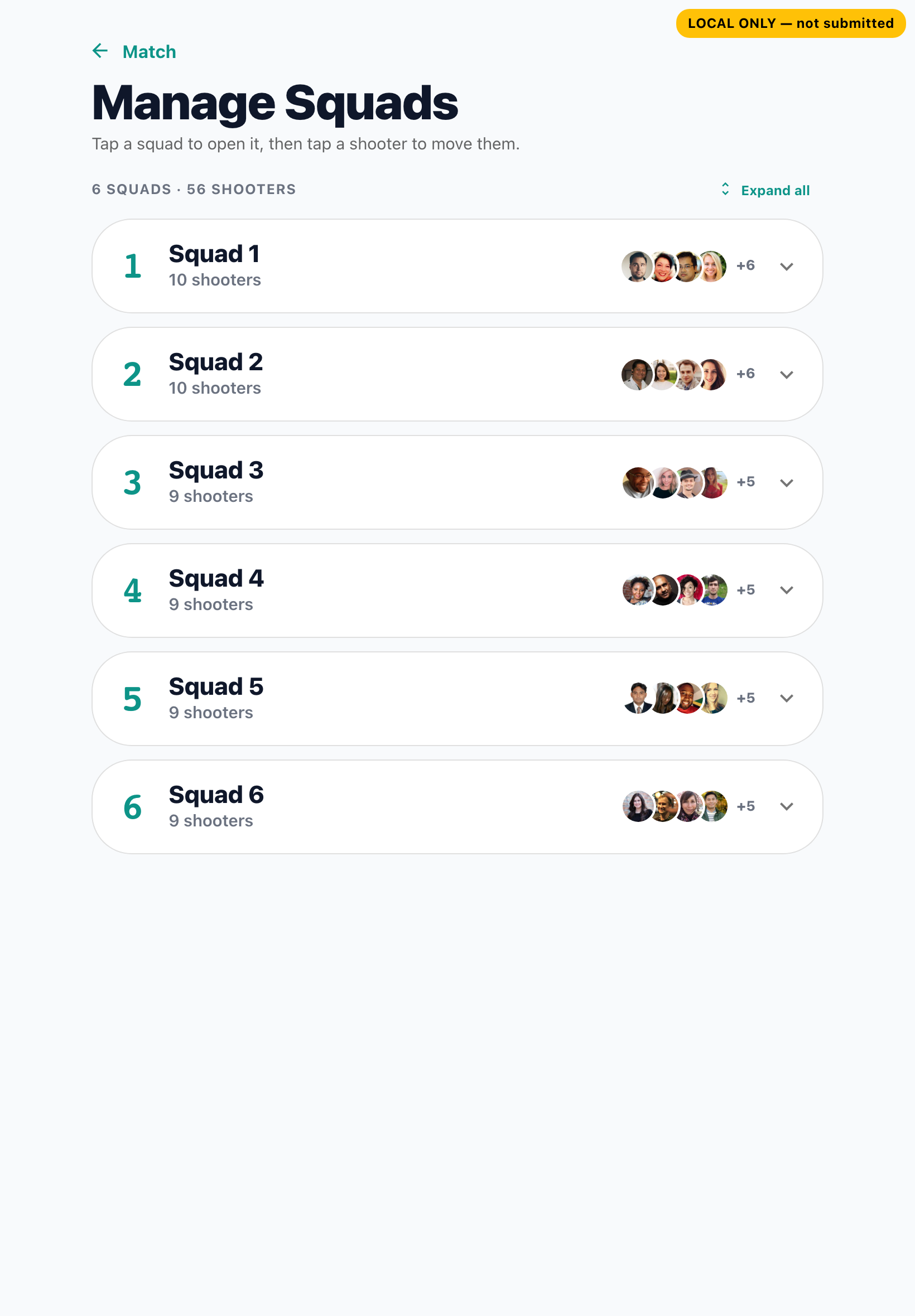 Manage squads — Reorganize with a tap